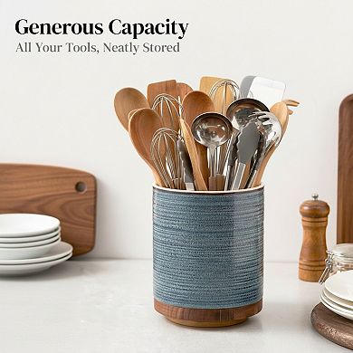 Rotating Extra Large Cooking Utensil Holder Ceramic for Countertop