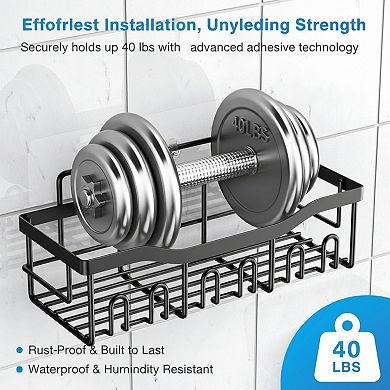 Rustproof Stainless Steel Shower Caddy Set 5 Pack No Drill Adhesive