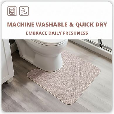 U Shaped Bathroom Rug Machine Washable Non Slip and Quick Dry