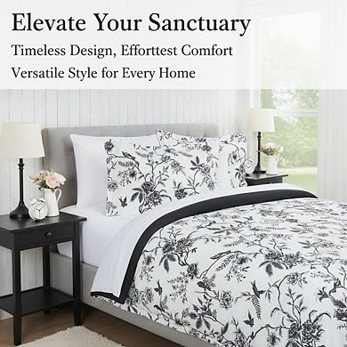 Oversized King Duvet Cover Set 3pc, White & Charcoal 104x90 Inches with Shams