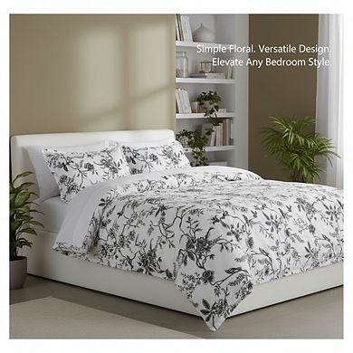 Oversized King Duvet Cover Set 3pc, White & Charcoal 104x90 Inches with Shams