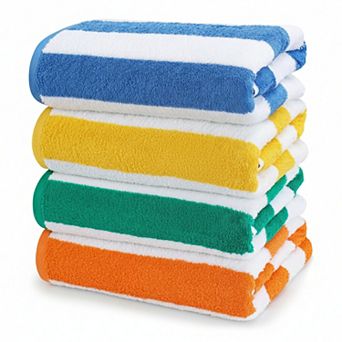 Cabana Stripe Beach Towel Oversized Ringspun Cotton Highly Absorbent