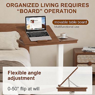 Adjustable overbed table with wheels, computer desk; multifunctional home desk