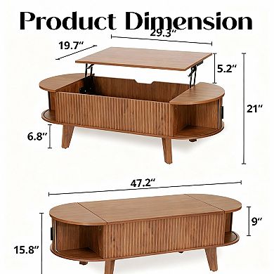 Modern medieval-style coffee table with storage and lift