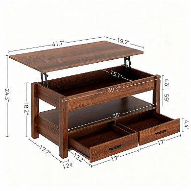 Adjustable coffee table with storage, suitable for the living room