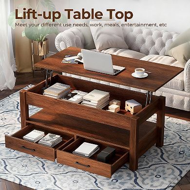 Adjustable coffee table with storage, suitable for the living room