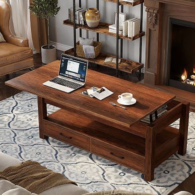 Adjustable coffee table with storage, suitable for the living room