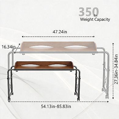 Adjustable bedside table with wheels, also suitable as a computer desk. Ideal for home, office, and