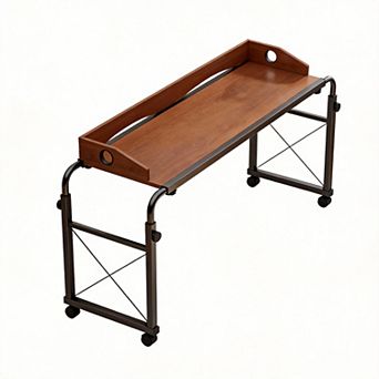 Adjustable bedside table with wheels, also suitable as a computer desk. Ideal for home, office, and