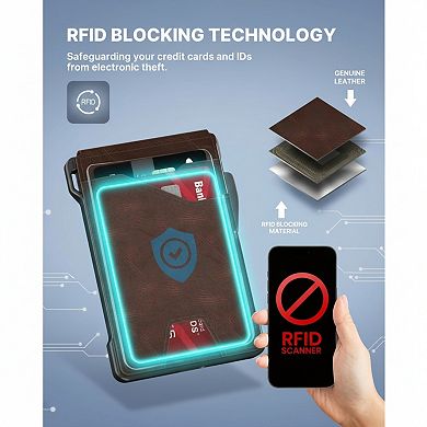 Tactical Leather Wallet with Pop Up Card Case and RFID Blocking
