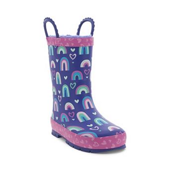 Western Chief Girls Rainbow Hearts Faux Fur Lined Rain Boots