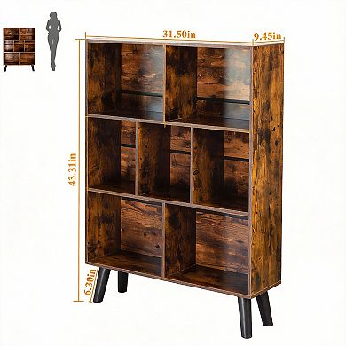 Medieval brown cube bookshelf; storage cabinet. Stylish storage for home and office