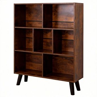 Medieval brown cube bookshelf; storage cabinet. Stylish storage for home and office