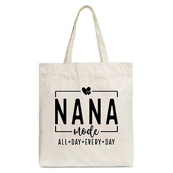 Nana Mode Canvas Tote Bag, All Day Every Day Gift Shopper for Grandma