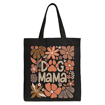 Dog Mama Boho Floral Canvas Tote Bag, Gift Shopper for Proud and Stylish Pet Lovers