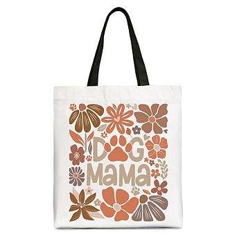 Dog Mama Boho Floral Canvas Tote Bag, Gift Shopper for Proud and Stylish Pet Lovers