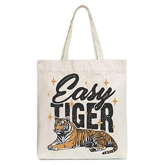 Tiger Retro Grunge Canvas Tote Bag, Vintage Gift Shopper With Wild Animal