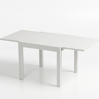 Expandable Aluminum Patio Dining Table for 4 to 6 with Slat Frame