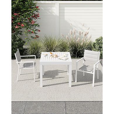 Expandable Aluminum Patio Dining Table for 4 to 6 with Slat Frame