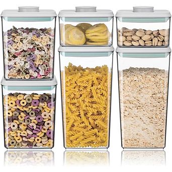 Airtight Food Storage Containers with Lids, 6 pc Stackable Pantry Set
