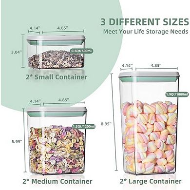 Airtight Food Storage Containers with Lids, 6-Piece Stackable Pantry Set