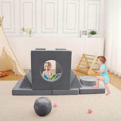 Kids Multifunctional Play Couch Set with Removable Covers