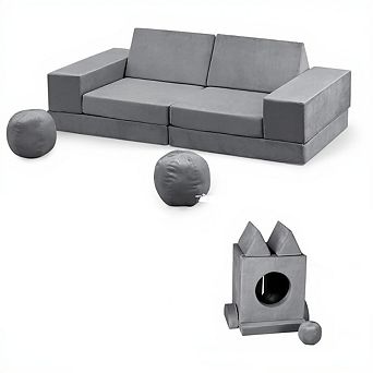 Kids Multifunctional Play Couch Set with Removable Covers