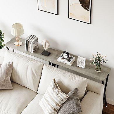 Industrial Entryway Table with Shelf and Metal Frame