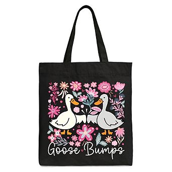 Funny Goose Bumps Floral Canvas Tote Bag, Sarcastic Goose Gift Shopper