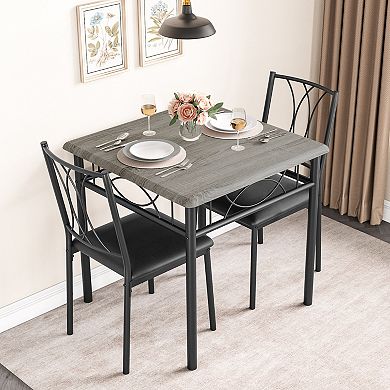 Square Kitchen Dining Table Set with 2 Upholstered Chairs