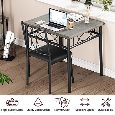 Square Kitchen Dining Table Set with 2 Upholstered Chairs