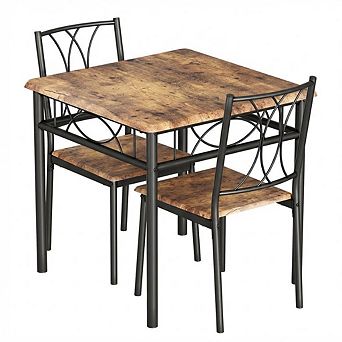 Square Kitchen Dining Table Set with 2 Upholstered Chairs