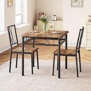 Square Kitchen Dining Table Set with 2 Upholstered Chairs