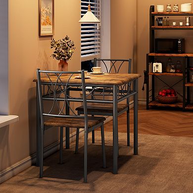 Square Kitchen Dining Table Set with 2 Upholstered Chairs