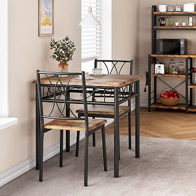 Square Kitchen Dining Table Set with 2 Upholstered Chairs
