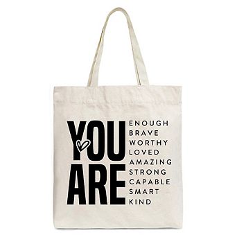 Inspirational Words Canvas Tote Bag, Minimalist Gift Shopper for Loving Significant Others