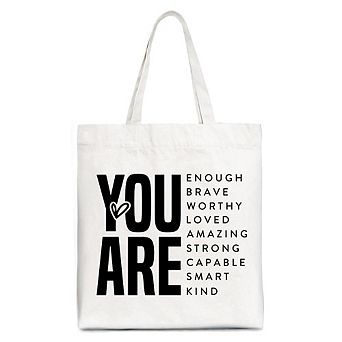 Inspirational Words Canvas Tote Bag, Minimalist Gift Shopper for Loving Significant Others