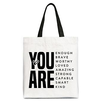 Inspirational Words Canvas Tote Bag, Minimalist Gift Shopper for Loving Significant Others