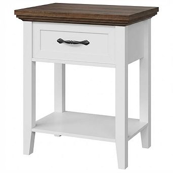 Farmhouse Wood Nightstand Side Table with Storage Drawer