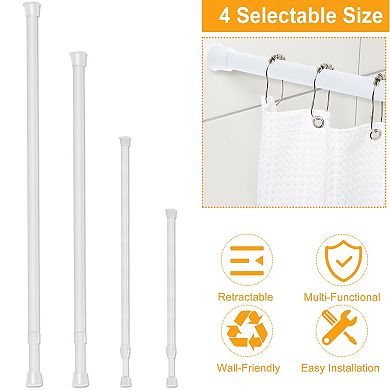 Adjustable Tension Curtain Rod Spring-Loaded Steel Pole, Heavy-Duty, 4 Sizes for Home Use