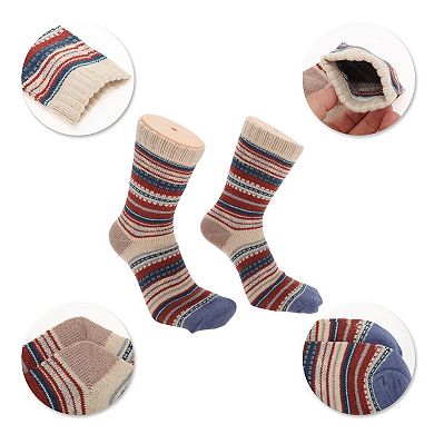 Men's Retro Streak Pattern Winter Warm Socks Multicolor 5 Pair