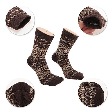 Men's Retro Flower Pattern Winter Warm Socks Multicolor 5 Pair