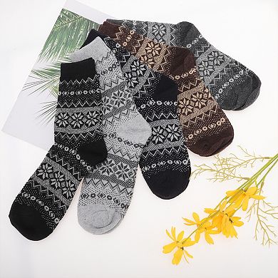 Men's Retro Flower Pattern Winter Warm Socks Multicolor 5 Pair