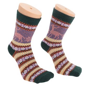 Women's Retro Deers Pattern Winter Warm Socks Multicolor 5 Pair