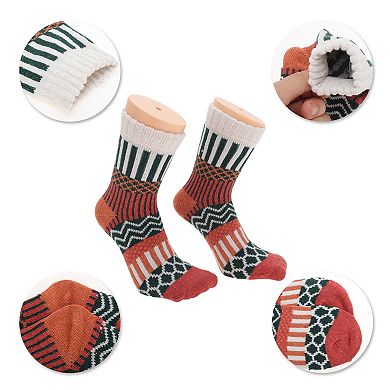 Women's Retro Winter Warm Socks Multicolor 5 Pair