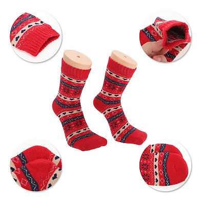 Women's Retro Heart Pattern Winter Warm Socks Multicolor 5 Pair