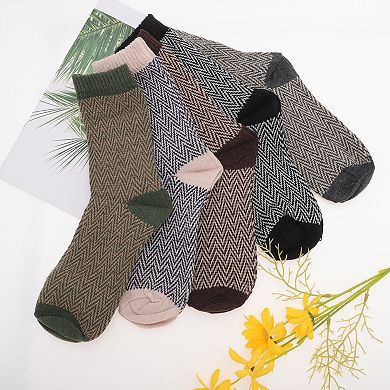 Men's Retro Wave Pattern Winter Warm Socks Multicolor 5 Pair