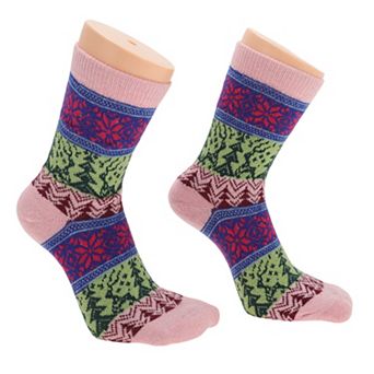 Women's Retro Rhombus Pattern Winter Warm Socks Multicolor 5 Pair