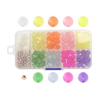 Set of 380 Multicolor 8mm 4mm Round Glass Beads for Jewelry Making and DIY Crafts