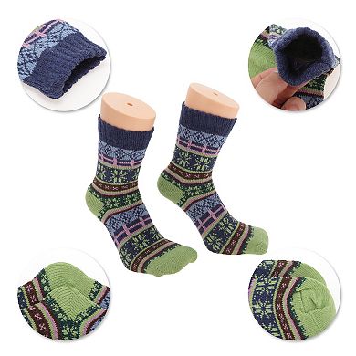 Women's Retro Grids Pattern Winter Warm Socks Multicolor 5 Pair